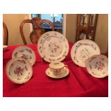 7 Piece Pl. setting of Noritake “Dresdlina” pattern.  Includes three plates, two bowls and a cup and saucer.  See photos.