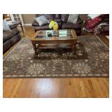 Brown and cream rug, 130” x 92 1/2”