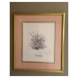 M Bertrand signed in numbered floral gold framed print 26” x 30”