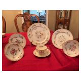 7 Piece Pl. setting of Noritake “Dresdlina” pattern.  Includes three plates, two bowls and a cup and saucer.  See photos.