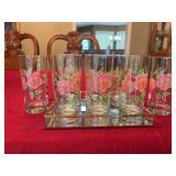 Eight Franciscan Desert Rose glasses