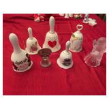 Grouping of bells; Boyd’s Bears Christmas,and a Serenade by Shafgord 1985 Bell