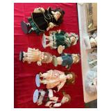 Six vintage porcelain dolls with stands