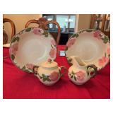 2- 9”  Franciscan Desert Rose bowls and a cream and sugar set