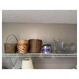 Grouping of metal and wicker ￼baskets