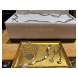 2 Silver necklaces and two bracelets