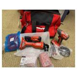 Hilti SID 4-A22 Cordless Impact Driver, AG 4S-A22 Grinder, SD-M 2 Magased Screwdriver Attachment, C 4/36-90 Charger, and B 22/2.6 Battery