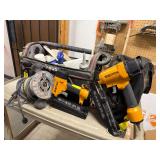 Lot of Tools w/ Husky Tool Bag, Bostitch Nailers, and DeWalt Router