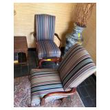 2 Striped Upholstered Armchairs