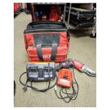 Toolbag w/ Milwaukee Shear, Hilti Charger, Ridgid Charger, and Contents