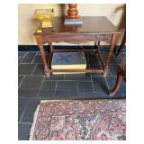 Wooden Table w/ Bowl and Step Stool