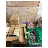 Lot of Assorted Extension Cords and Bin