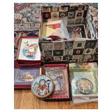 Decorative box of Christmas cards, package tags, and more.