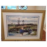 Winslow Homer 'The Blue Boat' framed print. 39.5 x 30.5 in tall.