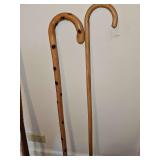 Two bentwood walking canes. 35 in tall and 36 in tall.