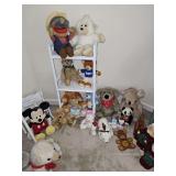 Stuffed animals and more. Primarily bears. Also includes a Mickey mouse, two wood bears, and three handcrafted quilted treasures grannies. Shotgun Red character is autographed. Stands are not included