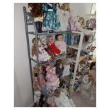 Verdigris green color bakers rack. 27.5 x 16.5 x 69 in tall. Dolls are NOT included.