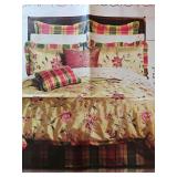 Gorgeous Raymond Waites 'Summer Palace' bedding set for king size bed. Includes comforter, dustruffle, decorative shams, two sets of drapes with valances. First pictures is stock photo. Second photo i