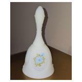 Fenton hand painted/signed custard glass bell. 7 in tall