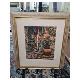 Mid-20th-century print depicts the historic Brulatour Court in the French Quarter of New Orleans, signed by artist N. Luckow. 15.25x17.75 in tall.