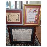 Six pieces of artwork with encouraging sayings. Easel is not included.