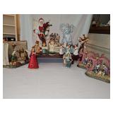 Grouping of Nativity and Angel figurines.