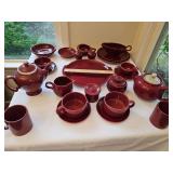 Burgundy stoneware pieces. Maker's Mark shown where possible. See photos.