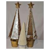 Two gold color and capiz shell trees and one tree with Pearl look beads.
