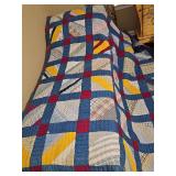 Well loved handmade quilt. 72x82 in. Needs some repair.