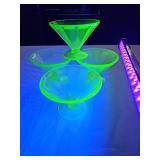 Uranium sherbet or dessert bowl by the Federal Glass Co. during the 1930s, featuring an optic panel design. 4 pieces.