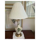 Beautiful porcelain and brass hand-painted floral 30 inch lamp