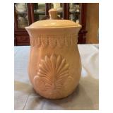 Yellow glossy ceramic canister/jar 11” x 7”
