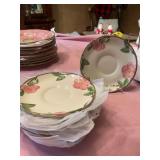 Set of eight Franciscan Desert Rose saucers