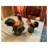 14 1/2 inch and 13 inch ceramic roosters. Heavy