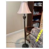 60 inch metal bronze and black tone floor lamp