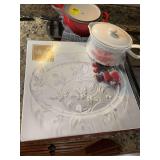 Mikasa Christmas Holly serving platter and an electric gravy boat