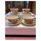 Vintage Set of four Franciscan- Desert Rose tea cups and saucers