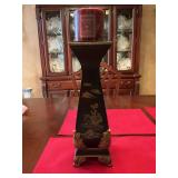 Asian themed black and gold candle holder 6“ x 18 1/2”