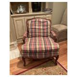 Norwalk Country French accent chair in plaid. 29“ x 29“ x 34 1/2“.