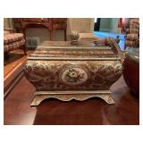 13” x 10 1/2” bronze and gold floral decorated box.