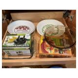 Contents of bottom drawer.. assortment of pie plates and other kitchen goods