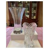 9 inch JG Durand Cristal D’ Arques Vincennes crystal vase and a 11 1/2 inch vase that has been monogrammed