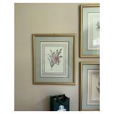 23" x 27” Gold framed print by Pierre Joseph Redoute’- Dianthus