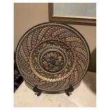 Black and gold decorative plate 12 1/2 inches