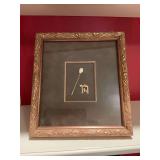 Two Nicely framed and matted pins.  Engraved F on stick pin,