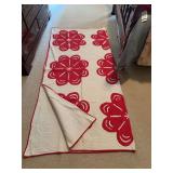 ￼ Vintage, red and white hand stitched quilt