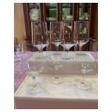 Set of 17 vintage platinum rimmed crystal stemware…7,6,&4 of 3 sizes. See photos