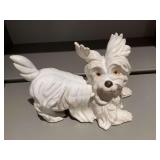 Vintage Papillon Skye Terrier porcelain dog figurine 12” x 8”