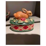 Norikake Royal Hunt Tartan ceramic oval decorative box with lid 7 1/2” x 5 1/2”