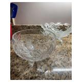 Two very pretty serving bowls -9 1/2 inch Crystal bowl and a 11 1/2 inch footed frosted rose bowl